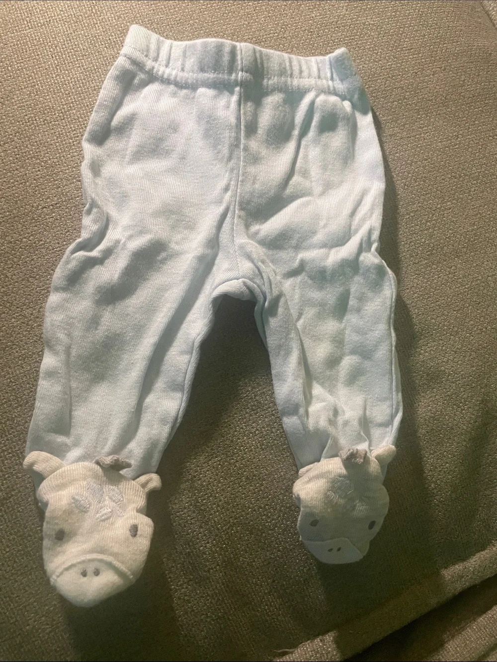 Preemie Carters Just One You Light Blue Baby Footed One-Piece with Animal Bootie
